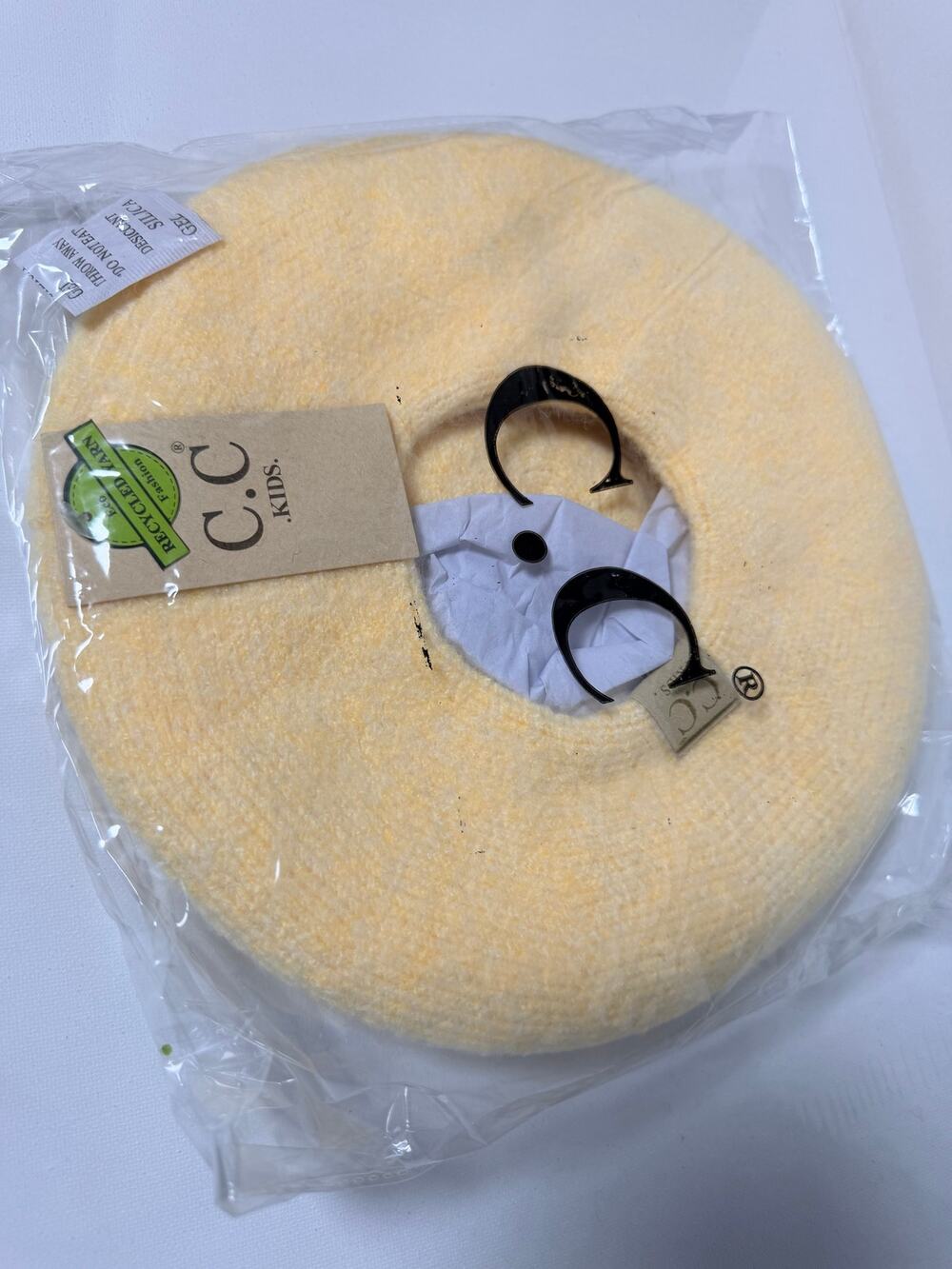 C.C Kids Pale Yellow Beret Hat NWT Soft Bouclé French Style